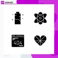Solid Icon set Pack of 4 Glyph Icons isolated on White Background for Web Print and Mobile vector