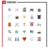 Modern Set of 25 Flat Colors Pictograph of spa bathhouse business video game controller Editable Vector Design Elements