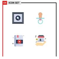 Pack of 4 creative Flat Icons of box medicine nipple pacifier business Editable Vector Design Elements