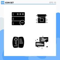 Modern 4 solid style icons Glyph Symbols for general use Creative Solid Icon Sign Isolated on White Background 4 Icons Pack vector