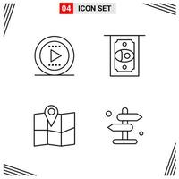 4 Icons Line Style Grid Based Creative Outline Symbols for Website Design Simple Line Icon Signs Isolated on White Background 4 Icon Set vector