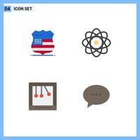 4 Creative Icons Modern Signs and Symbols of shield newton security science conversation Editable Vector Design Elements