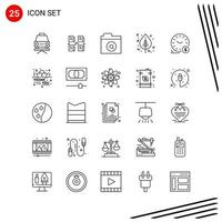 colección de 25 iconos vectoriales en estilo de línea símbolos de contorno perfecto de píxel para web y signos de icono de línea móvil sobre fondo blanco 25 iconos vector