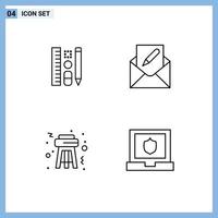 4 Creative Icons Modern Signs and Symbols of pen stool education email party Editable Vector Design Elements