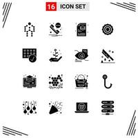 16 Universal Solid Glyph Signs Symbols of devices computers creative line blades cutter Editable Vector Design Elements