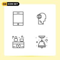 4 iconos creativos para el diseño moderno de sitios web y aplicaciones móviles receptivas 4 símbolos de contorno signos sobre fondo blanco paquete de 4 iconos vector