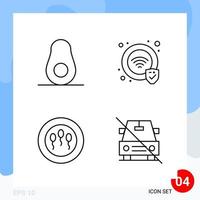 Modern Pack of 4 Icons Line Outline Symbols isolated on White Backgound for Website designing vector