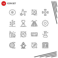 User Interface Pack of 16 Basic Outlines of garden wrench world tool performance Editable Vector Design Elements