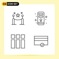 4 Creative Icons for Modern website design and responsive mobile apps 4 Outline Symbols Signs on White Background 4 Icon Pack vector