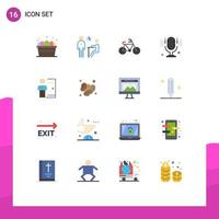 Universal Icon Symbols Group of 16 Modern Flat Colors of exit dismissal questionnaire sound mic Editable Pack of Creative Vector Design Elements