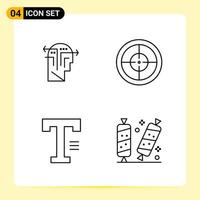 4 Creative Icons for Modern website design and responsive mobile apps 4 Outline Symbols Signs on White Background 4 Icon Pack vector