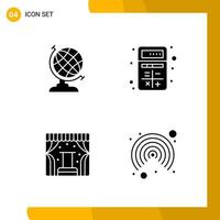 4 Icon Set Solid Style Icon Pack Glyph Symbols isolated on White Backgound for Responsive Website Designing vector