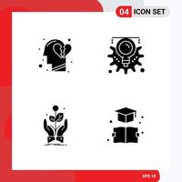 Group of Solid Glyphs Signs and Symbols for emotions company break heart creative plant Editable Vector Design Elements