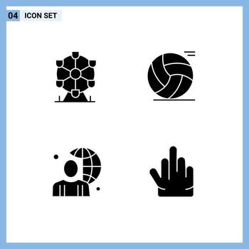 4 Solid Glyph concept for Websites Mobile and Apps atomium globe ball play world Editable Vector Design Elements