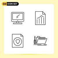 4 Creative Icons for Modern website design and responsive mobile apps 4 Outline Symbols Signs on White Background 4 Icon Pack vector