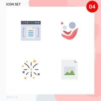 Modern Set of 4 Flat Icons and symbols such as archive heart file baby fire work Editable Vector Design Elements