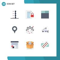 9 Universal Flat Color Signs Symbols of camera process grid creative map Editable Vector Design Elements