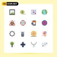 Pictogram Set of 16 Simple Flat Colors of waste nuclear main nature earth Editable Pack of Creative Vector Design Elements