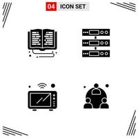 4 Icons Solid Style Grid Based Creative Glyph Symbols for Website Design Simple Solid Icon Signs Isolated on White Background 4 Icon Set vector