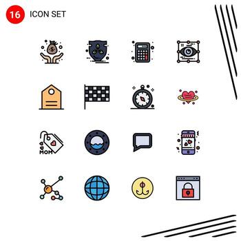 Paquete de 16 líneas llenas de color plano de la interfaz de usuario de signos y símbolos modernos de elementos de diseño de vectores creativos editables de arte visual de contabilidad básica