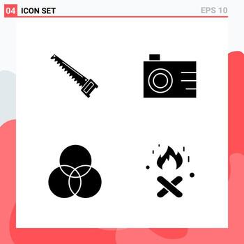 Collection of 4 Vector Icons in solid style Modern Glyph Symbols for Web and Mobile Solid Icon Sign Isolated on White Background 4 Icons