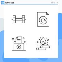 Modern 4 Line style icons Outline Symbols for general use Creative Line Icon Sign Isolated on White Background 4 Icons Pack vector