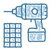 drill repair battery doodle icon hand drawn illustration vector