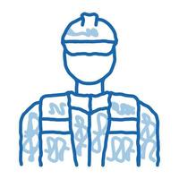 worker repairman doodle icon hand drawn illustration vector