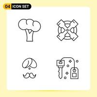 4 Creative Icons for Modern website design and responsive mobile apps 4 Outline Symbols Signs on White Background 4 Icon Pack vector