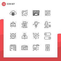 Set of 16 Vector Outlines on Grid for production priorities audio management sound Editable Vector Design Elements