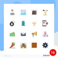 16 Universal Flat Color Signs Symbols of game bomb pollution work life Editable Pack of Creative Vector Design Elements