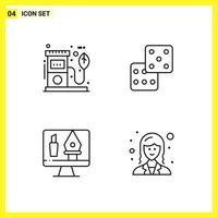 4 Icon Set Simple Line Symbols Outline Sign on White Background for Website Design Mobile Applications and Print Media vector