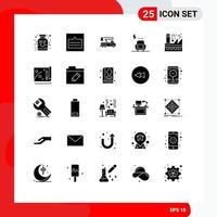 25 iconos creativos, signos y símbolos modernos de carga de energía, estructura alámbrica, elevación de automóviles, elementos de diseño vectorial editables vector