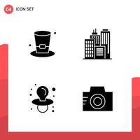 Pack of 4 Universal Glyph Icons for Print Media on White Background vector