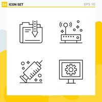 Collection of 4 Universal Line Icons Icon Set for Web and Mobile vector