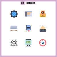 grupo de símbolos de iconos universales de 9 colores planos modernos de integración de toallas de software de bienestar digital elementos de diseño vectorial editables vector