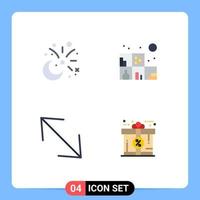 Flat Icon Pack of 4 Universal Symbols of moon corner decoration living bonus Editable Vector Design Elements