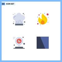 Modern Set of 4 Flat Icons Pictograph of cafe google restaurant marketing pin Editable Vector Design Elements