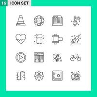 16 Creative Icons Modern Signs and Symbols of skin love knowledge heart temperature Editable Vector Design Elements