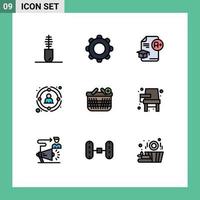 9 Thematic Vector Filledline Flat Colors and Editable Symbols of people management navigation link graduation Editable Vector Design Elements