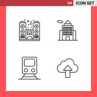 4 Icon Pack Line Style Outline Symbols on White Background Simple Signs for general designing vector