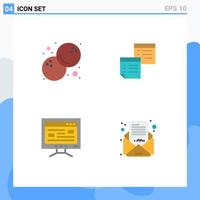 4 Thematic Vector Flat Icons and Editable Symbols of coconut paper sticky notes online Editable Vector Design Elements