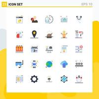 paquete de 25 signos y símbolos de colores planos modernos para medios de impresión web, como la fecha límite de optimización del administrador del sitio, elementos de diseño de vectores editables