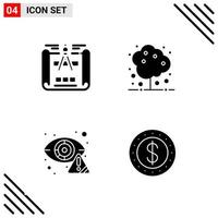 conjunto perfecto de píxeles de 4 iconos sólidos conjunto de iconos de glifos para el diseño de sitios web y la interfaz de aplicaciones móviles vector