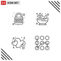 conjunto perfecto de píxeles de iconos de 4 líneas conjunto de iconos de esquema para el diseño de sitios web y la interfaz de aplicaciones móviles vector