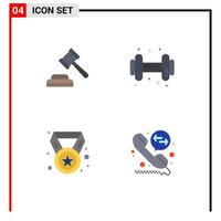 Pictogram Set of 4 Simple Flat Icons of auction education gym achievement call diversion Editable Vector Design Elements