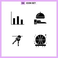 4 Icons in Solid Style Glyph Symbols on White Background Creative Vector Signs for Web mobile and Print