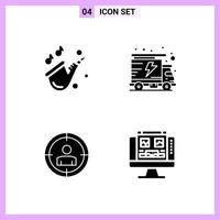 4 Icons in Solid Style Glyph Symbols on White Background Creative Vector Signs for Web mobile and Print