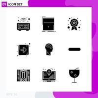 Solid Icon set Pack of 9 Glyph Icons isolated on White Background for Web Print and Mobile vector