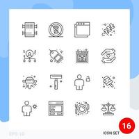 16 Thematic Vector Outlines and Editable Symbols of man employee apps abilities meat Editable Vector Design Elements